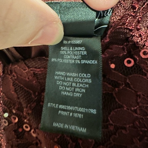 NWT Alexa B Nites Burgundy Full Length Sequin Top Dress 16W - Picture 9 of 9